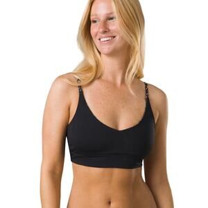 prAna Size Large Black Willow Falls Swim Bikini Top Ottoman Ribbed Swimwear Q4-9